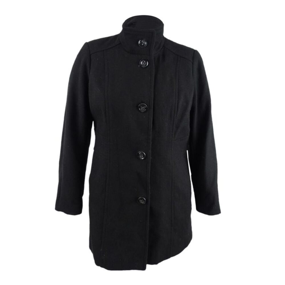 Nautica Women's Plus Size Stand-Collar Peacoat - Black